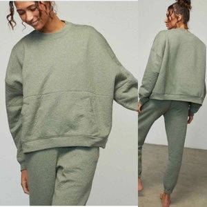 Lunya Restore Double Faced Crew Pullover Sweatshirt Humble Green Size XS/S